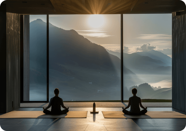 Meditation space with mountain view