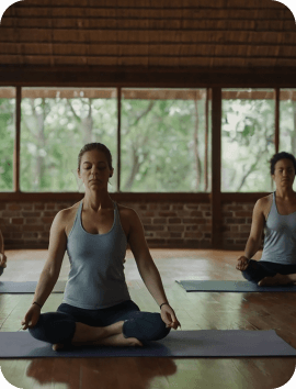 Meditation room with practitioners